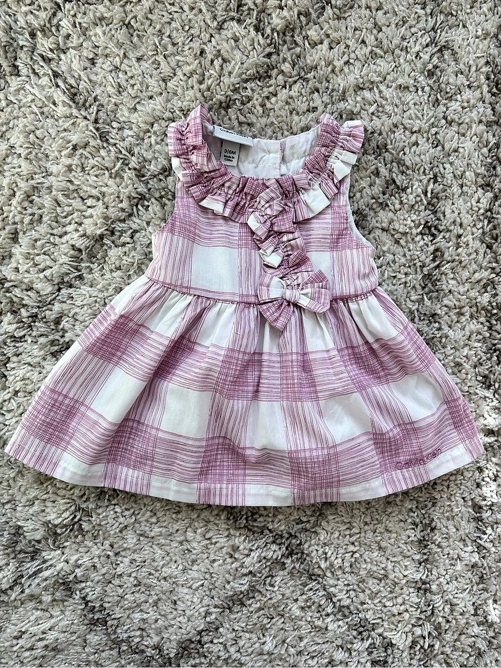 Calvin Klein Baby Girl Plaid Dress & Bloomers Set – 3–6M
